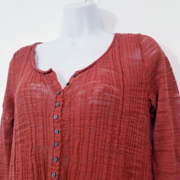 Free People Tunic Knit Top Button Front Long Sleeves - Picture 4 of 10